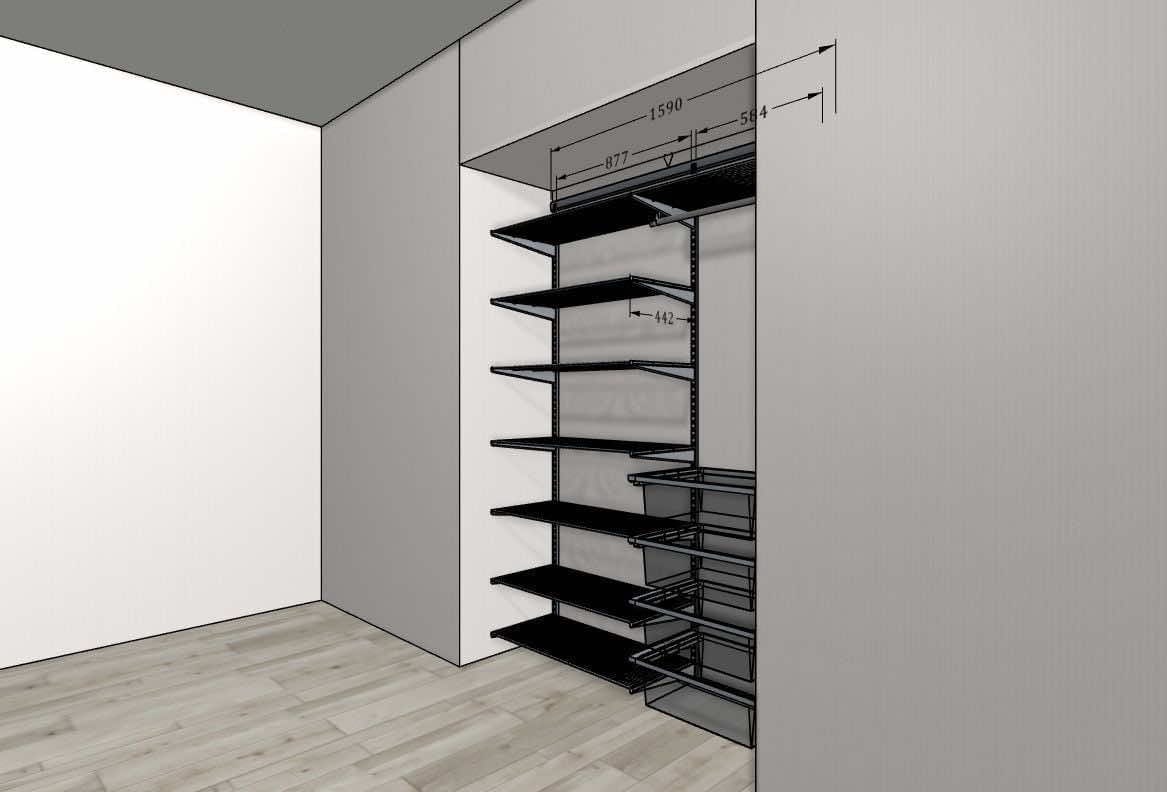 Шкаф-купе для спальни «Альпийское озеро» с функциональным наполнением 260x65x240 см