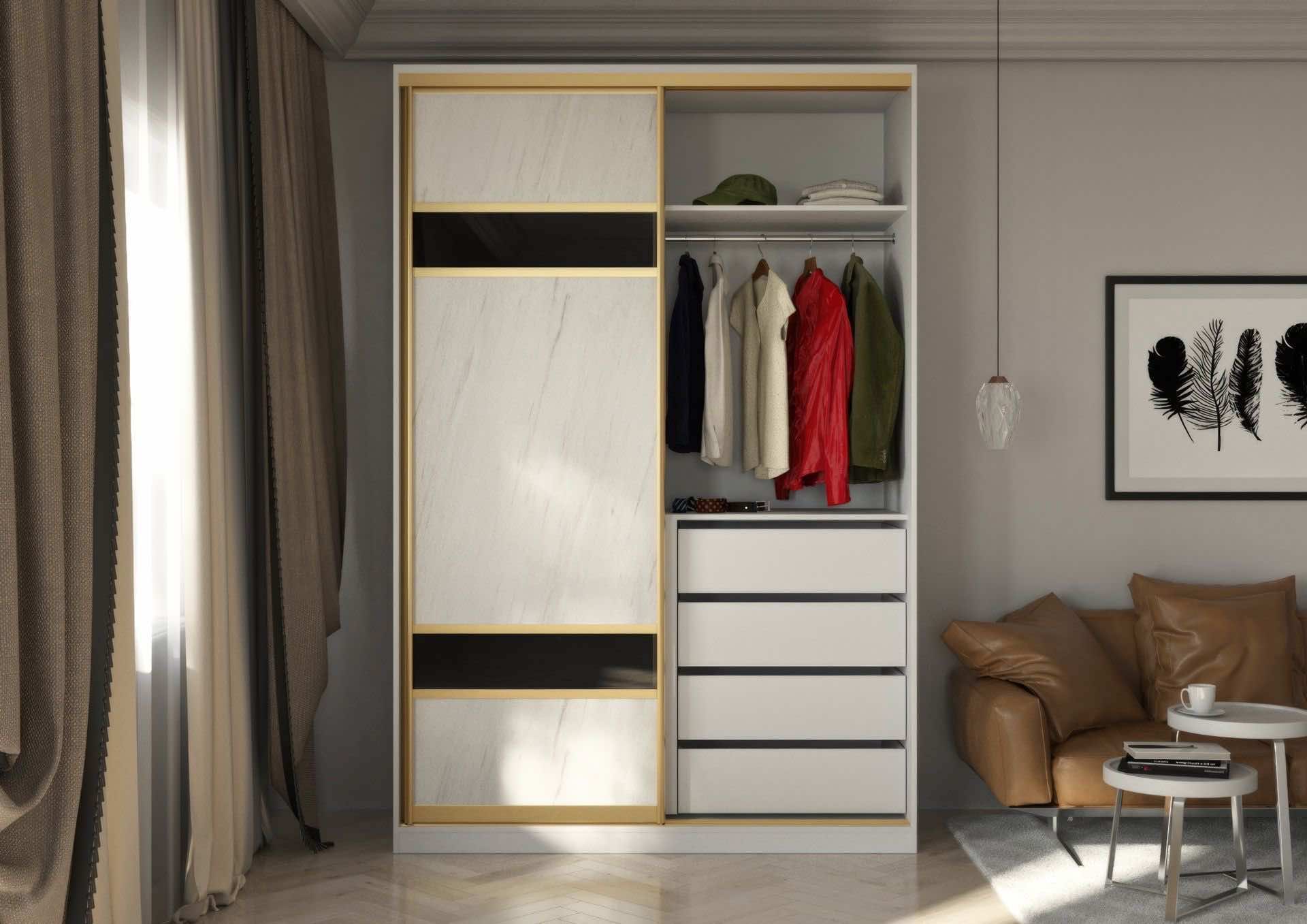 Шкаф-купе в санузел Лунный камень - стильное решение для хранения вещей