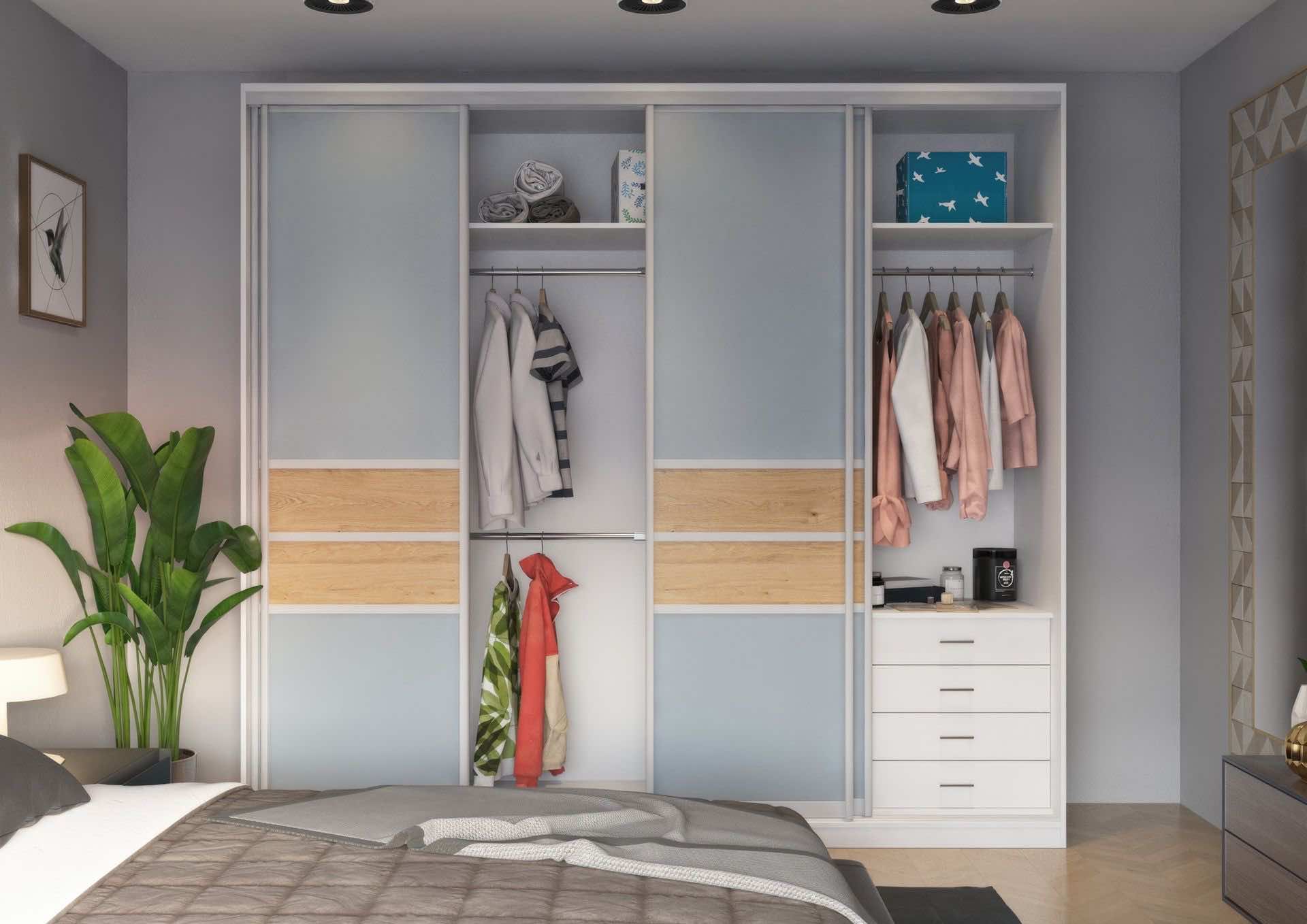 Глянцевый черный шкаф в стиле модерн для спальни и гостиной 260x65x240 см