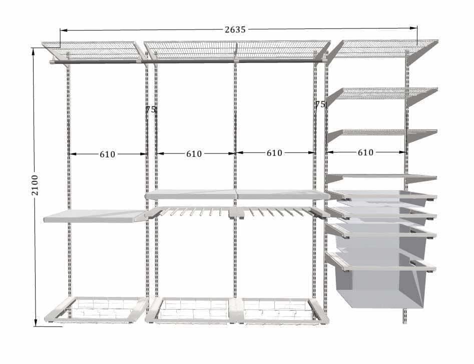 Встроенный шкаф-купе с матовыми дверями и стеклом Бронза для спальни