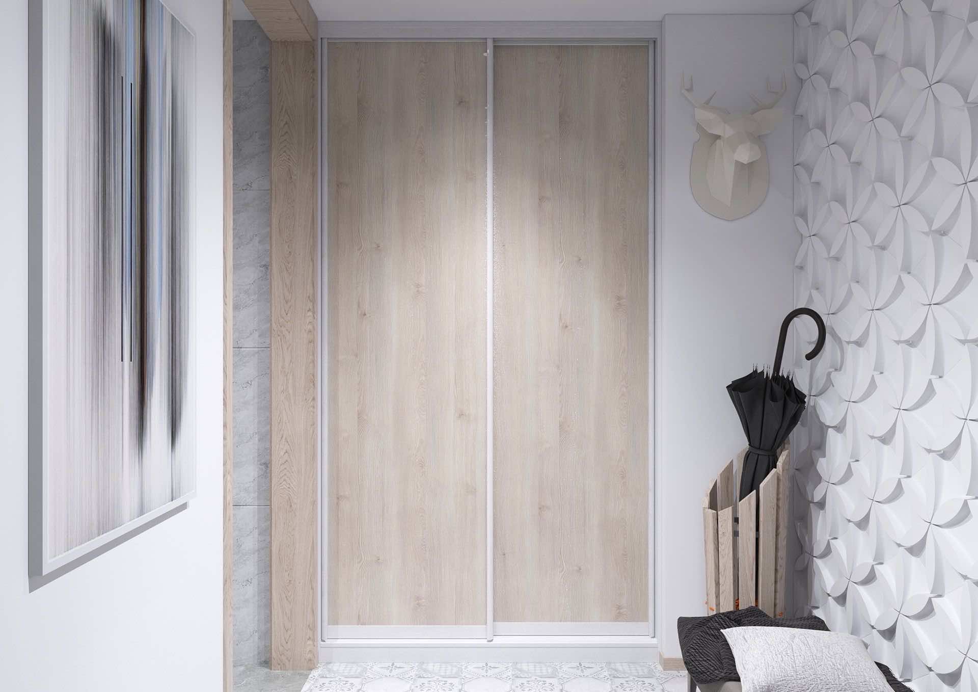 Шкаф для одежды с зеркальными дверями для квартиры-студии