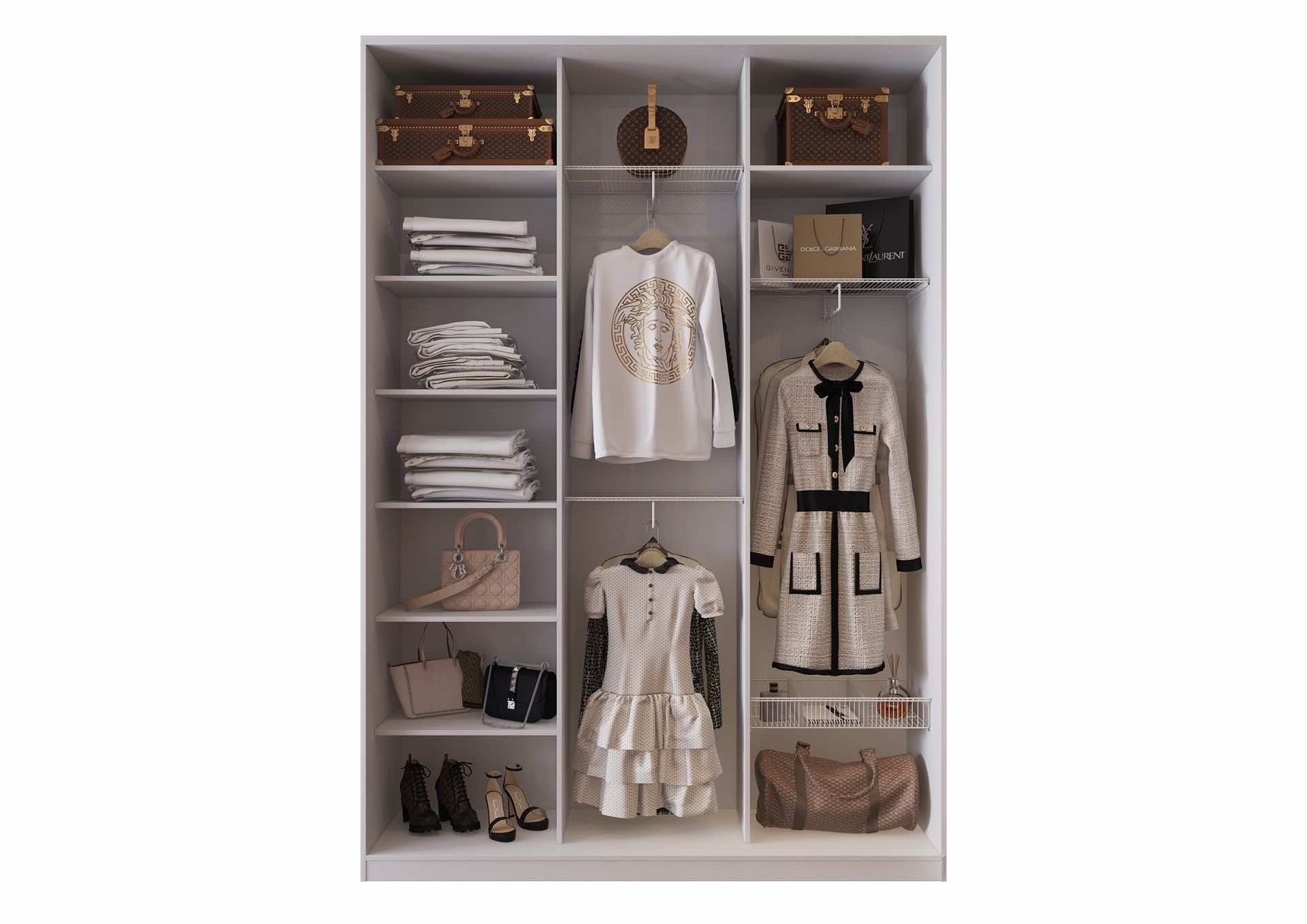 Шкаф-купе зеркальный для подростка с индивидуальным наполнением и современным дизайном