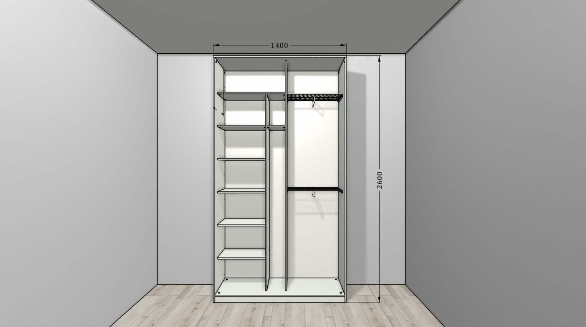 Шкаф для одежды с зеркальными дверями для квартиры-студии