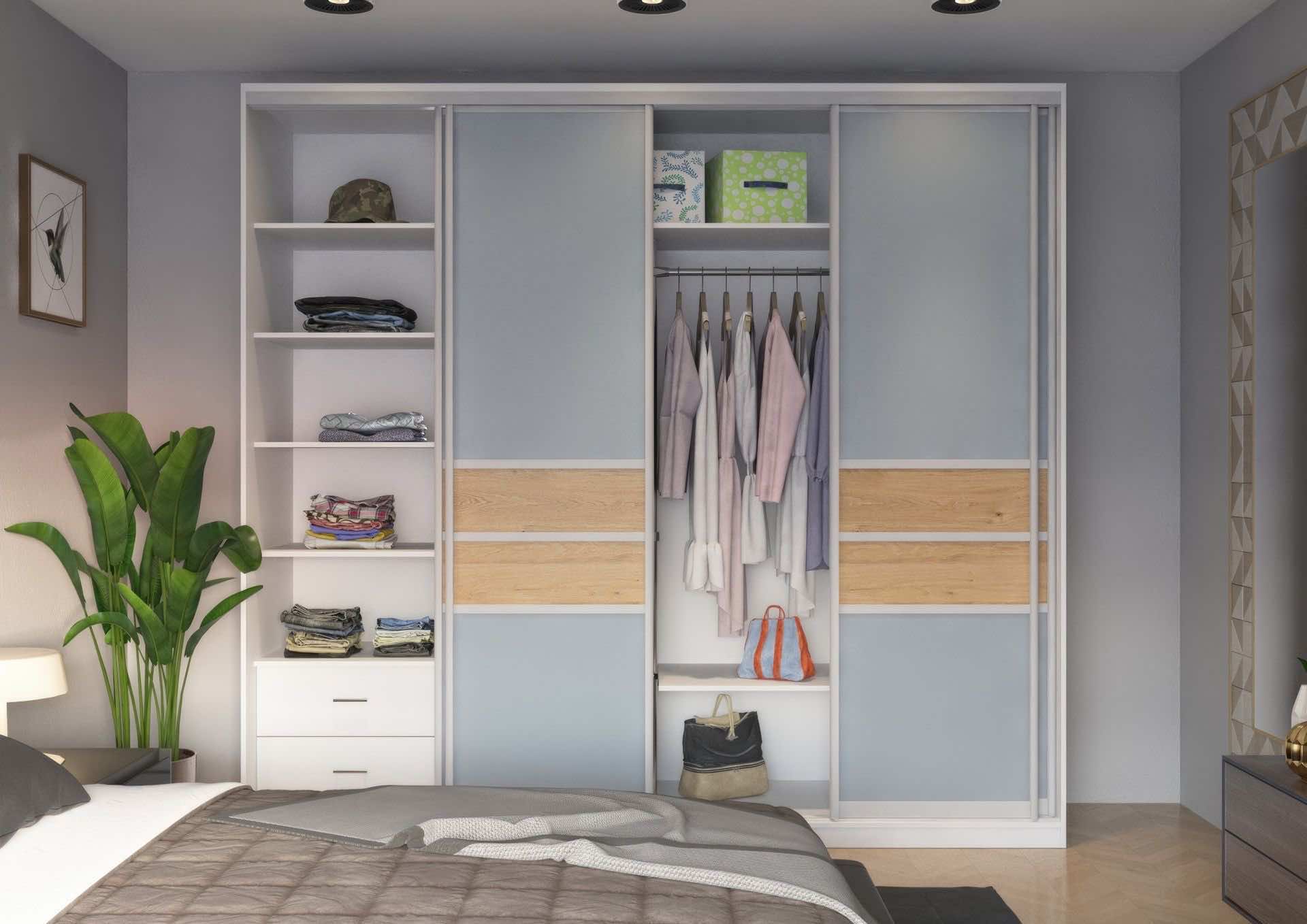 Глянцевый черный шкаф в стиле модерн для спальни и гостиной 260x65x240 см