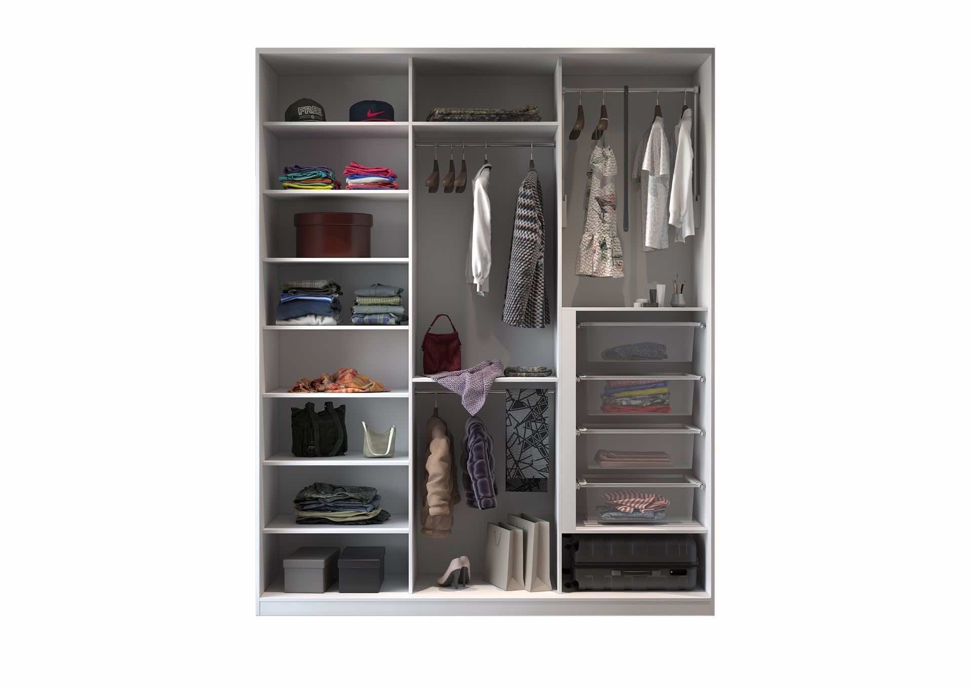 Шкаф-купе «Древесина Графит» для гардеробной и спальни, 240x65x260 см