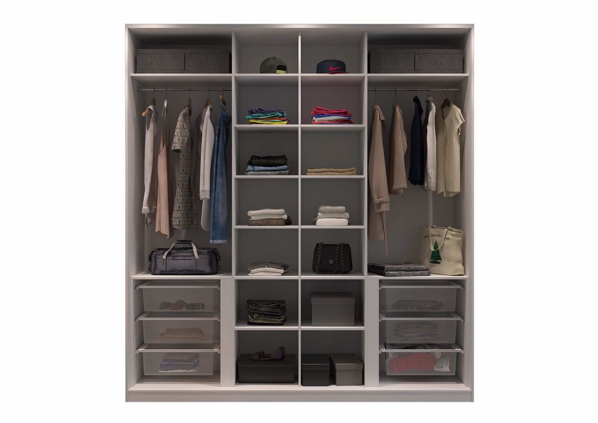 Шкаф-купе зеркальный для гостиниц с раздвижными дверями и индивидуальным наполнением