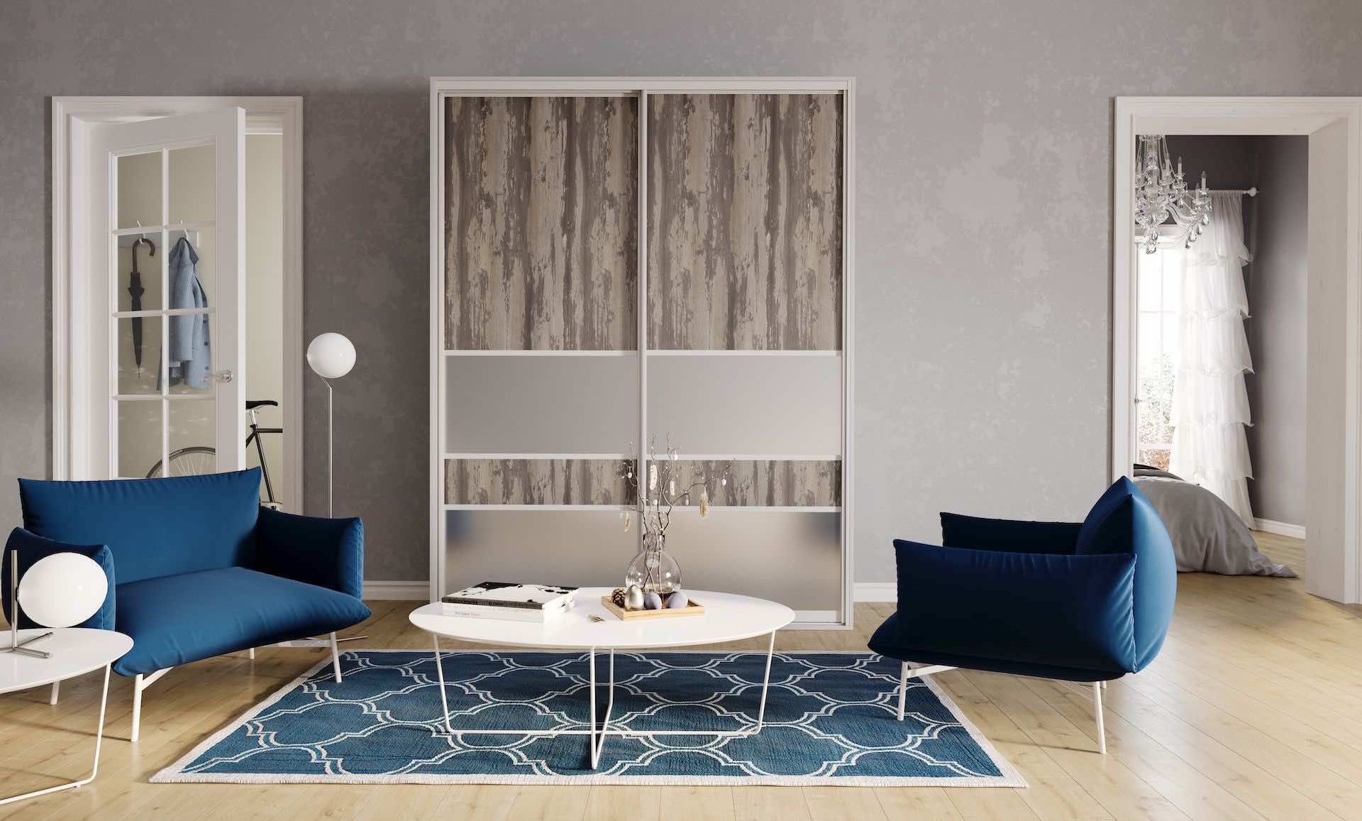 Шкаф-купе для спальни «Альпийское озеро» с функциональным наполнением 260x65x240 см