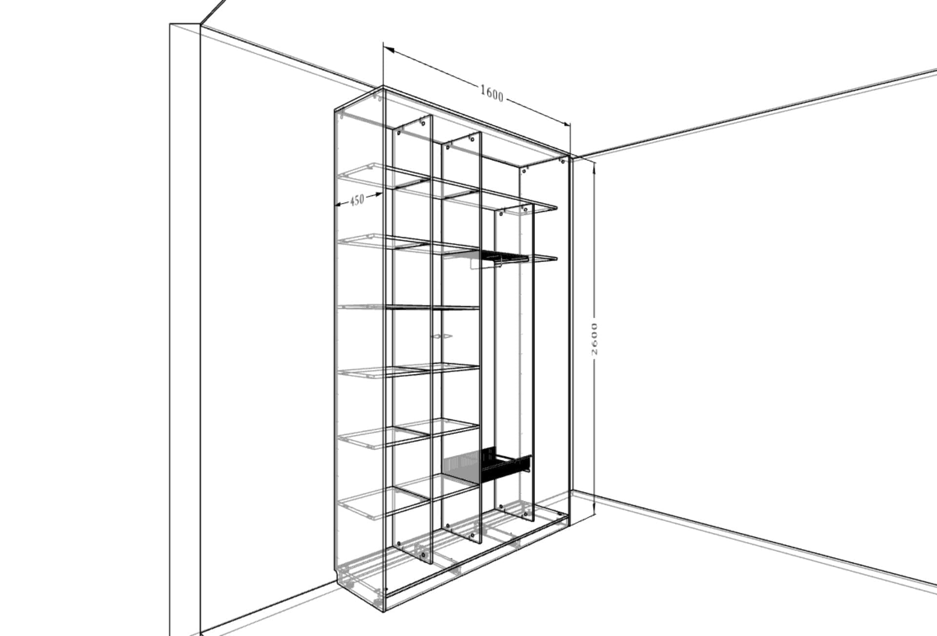 Шкаф-купе для детской комнаты с индивидуальным наполнением и стильным дизайном