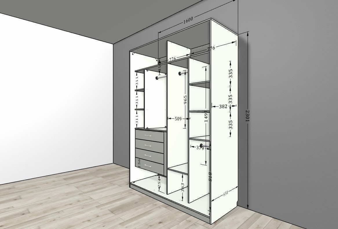 Шкаф-купе в детскую комнату цвет молочный опал для хранения одежды и игрушек