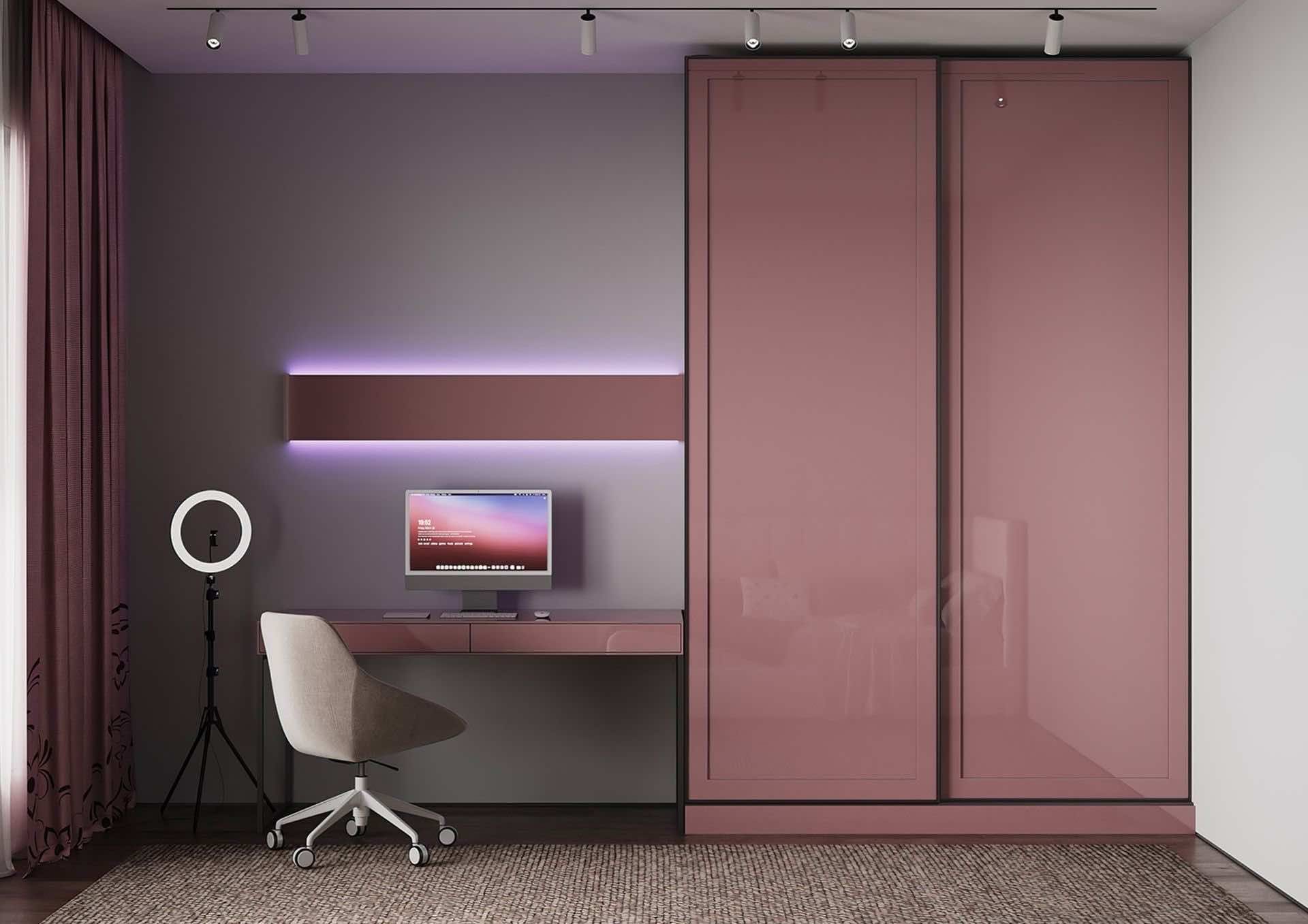 Шкаф-купе в столовую цвет «Китайский шёлк» 160x65x240 см для современного интерьера