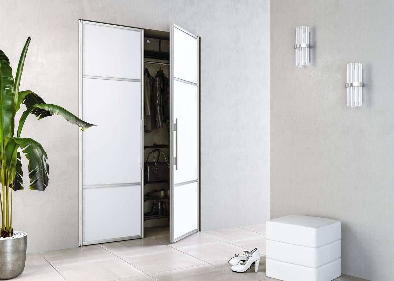 Шкаф в прихожую с распашными дверями из стекла для стильного интерьера