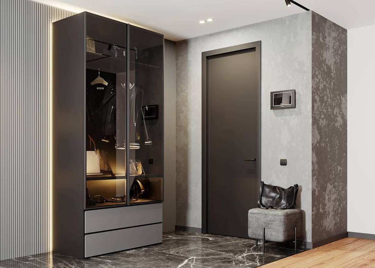 Шкаф купе в спальню "Орех благородный" с индивидуальным наполнением и гардеробной системой