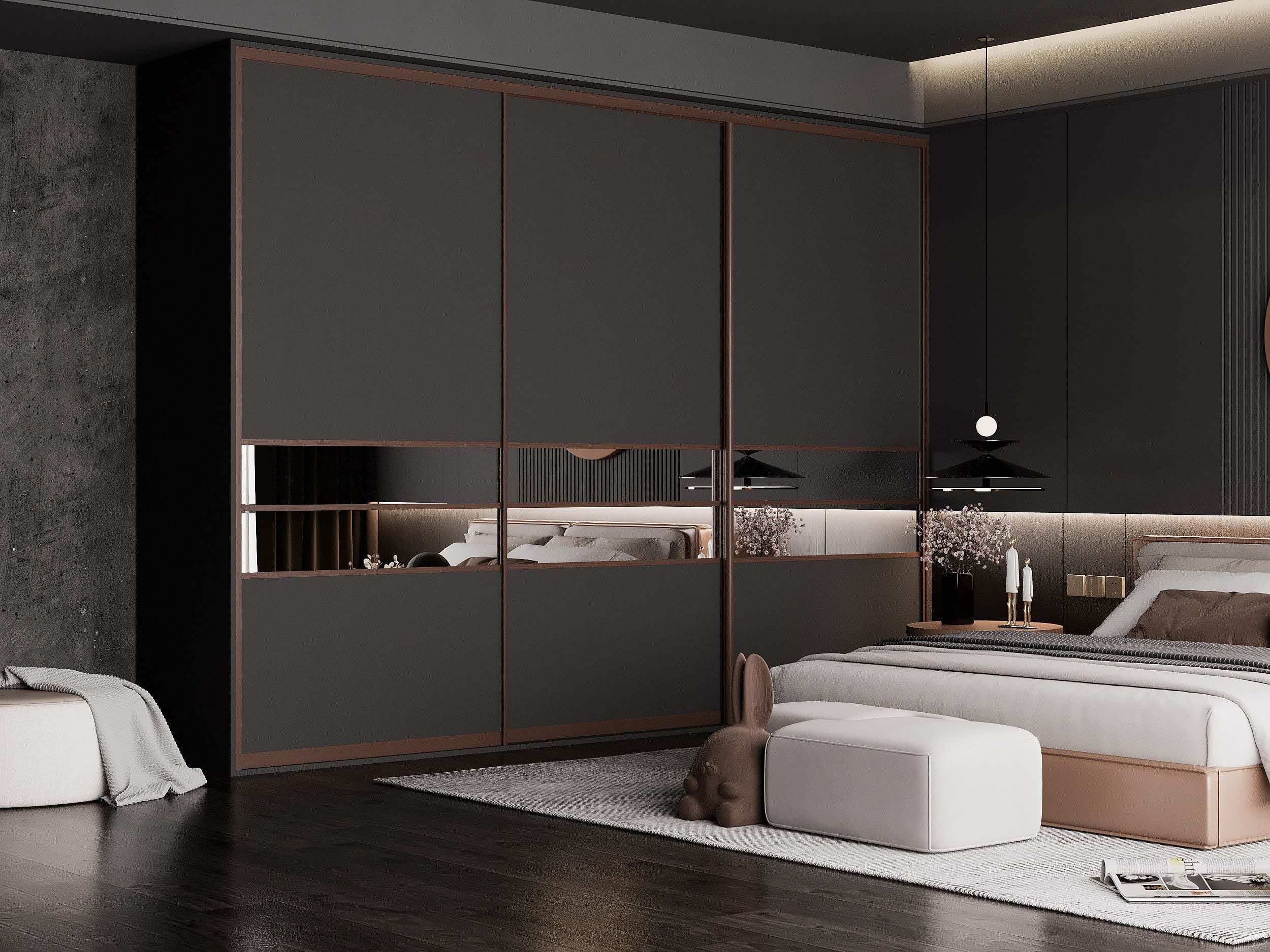 Шкаф-купе Mousse в классическом стиле для спальни и прихожей, 210x65x240 см