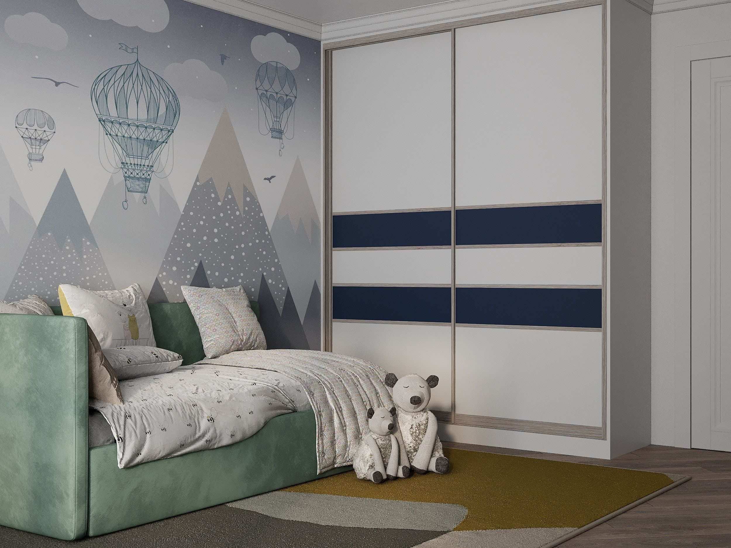 Шкаф-купе SAGE в цвете шалфея для прихожей и спальни