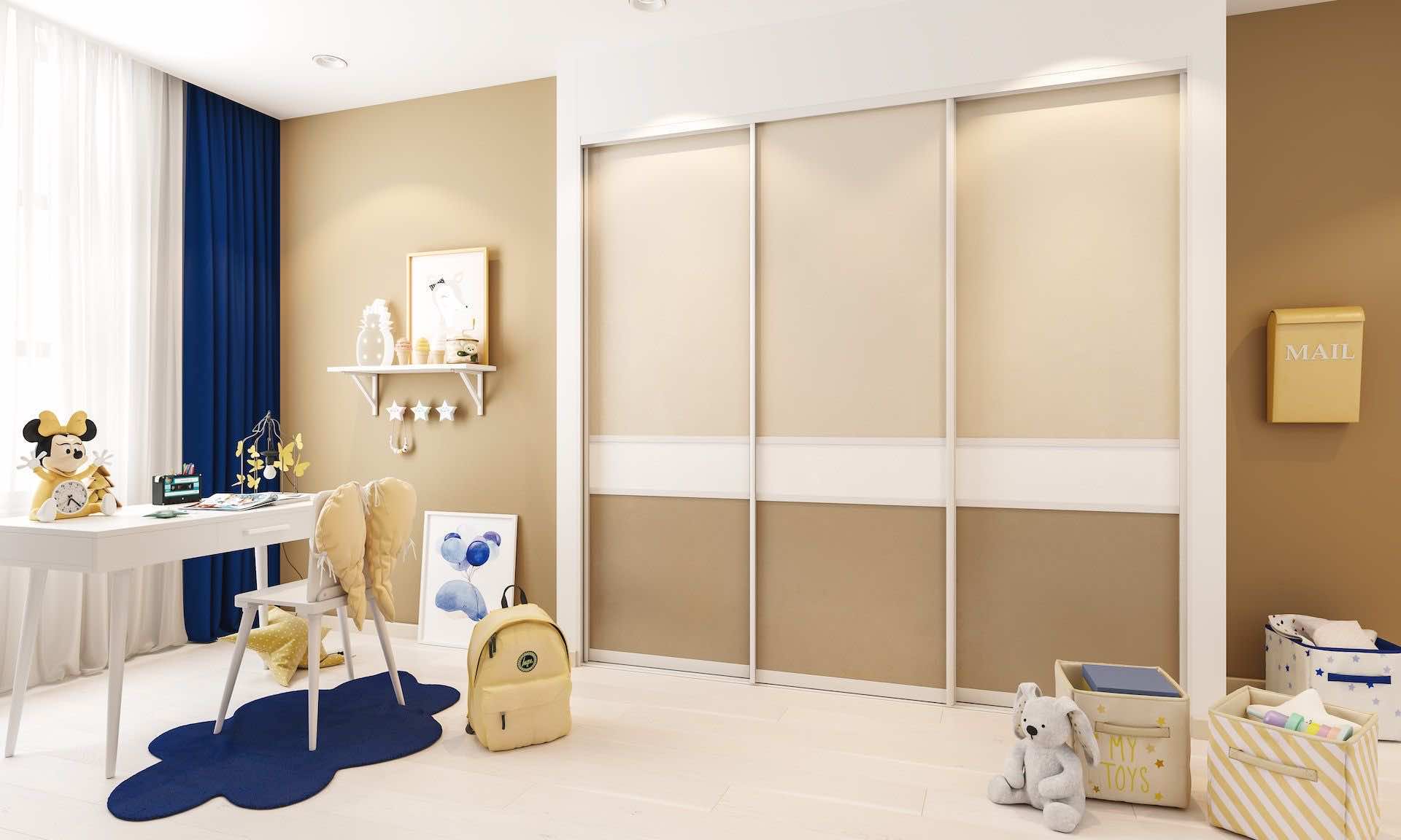 Шкаф купе для девочки в розовом жемчуге 160x65x230 см для детской комнаты