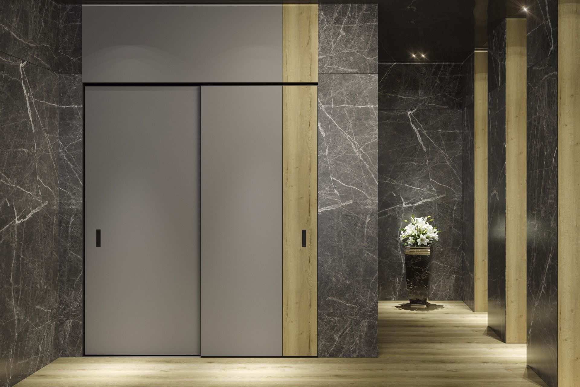 Шкаф-купе в спальню цвет черный оникс с индивидуальным наполнением