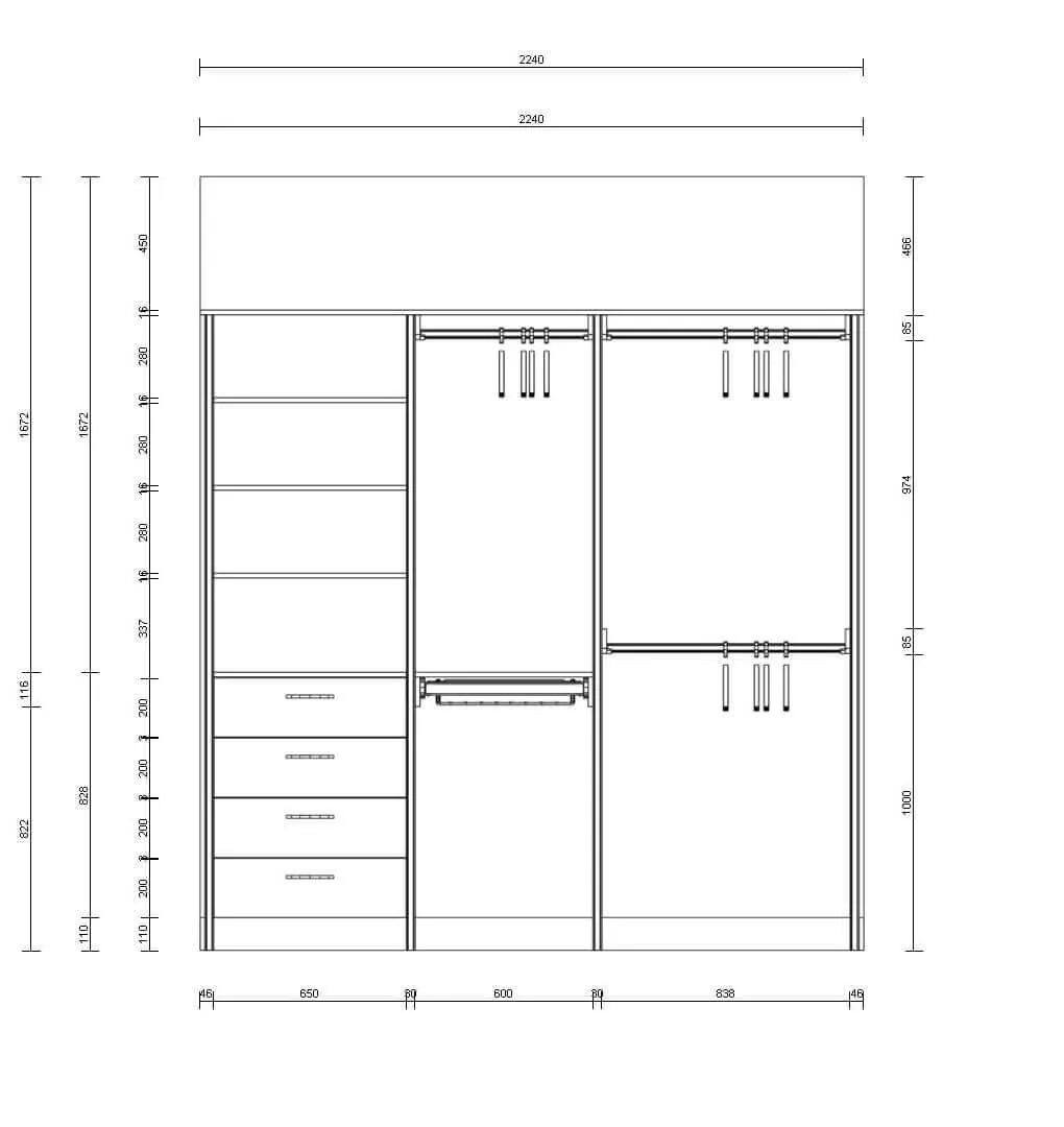гардеробная система хранения Vitra Black с алюминиевыми профилями и LED подсветкой