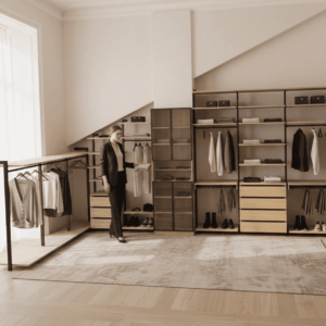 Гардеробная Stilos Black из алюминиевых профилей EUREKA с индивидуальным дизайном