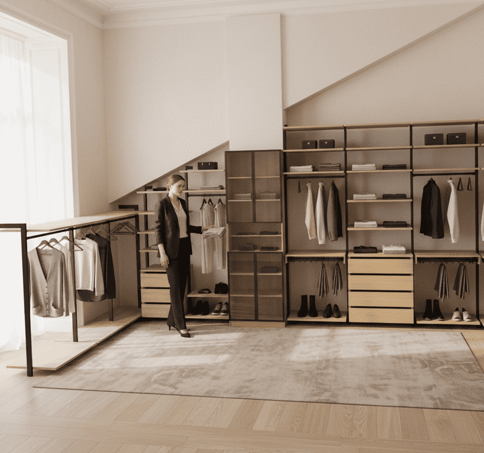 Гардеробная Stilos Black из алюминиевых профилей EUREKA с индивидуальным дизайном