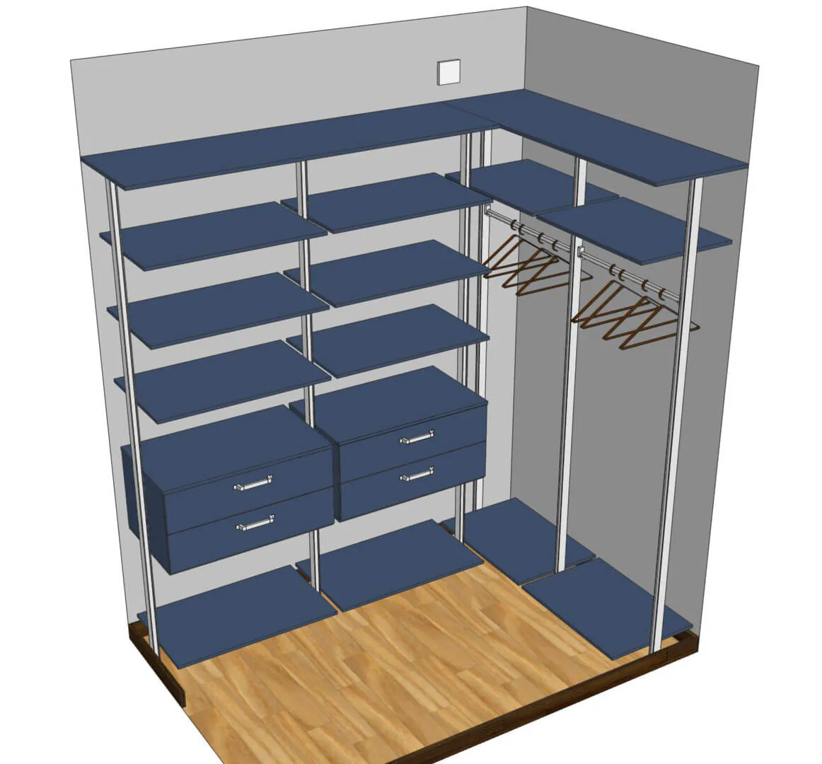 гардеробная система stilos из алюминиевого профиля с индивидуальным дизайном