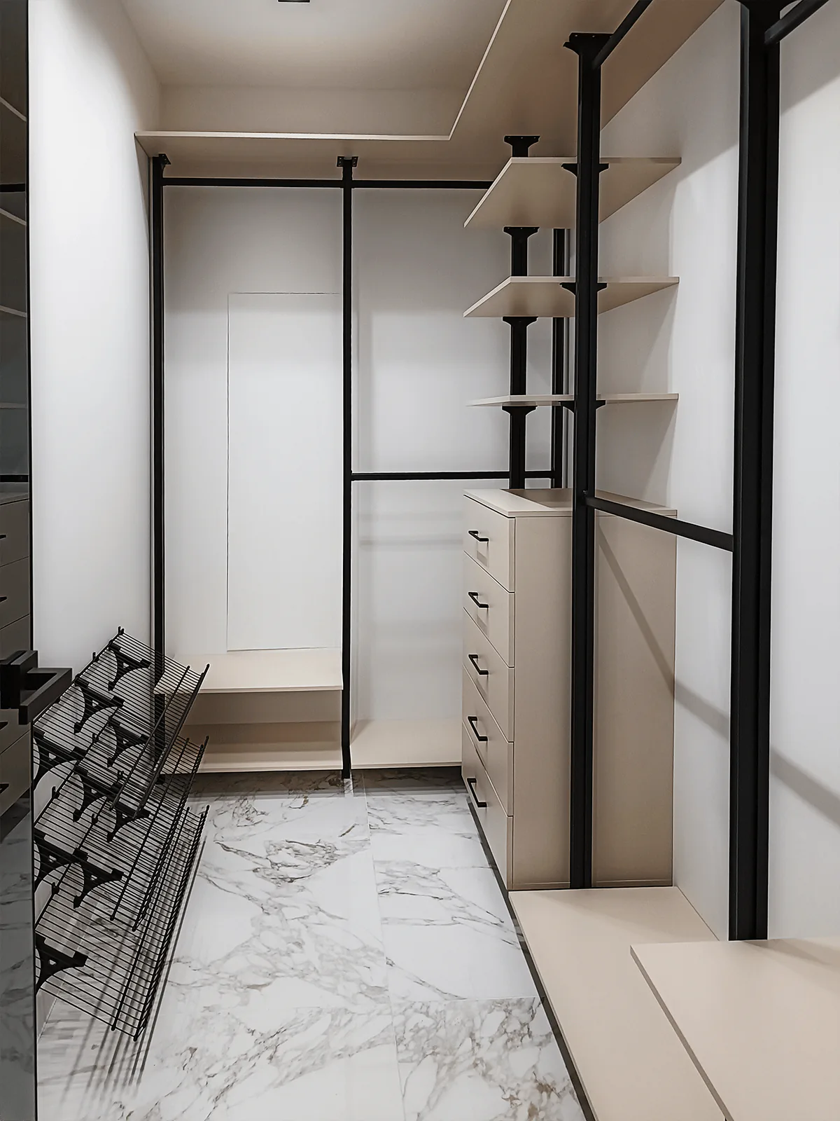 Прихожая Stilos Black с алюминиевыми профилями и индивидуальным дизайном