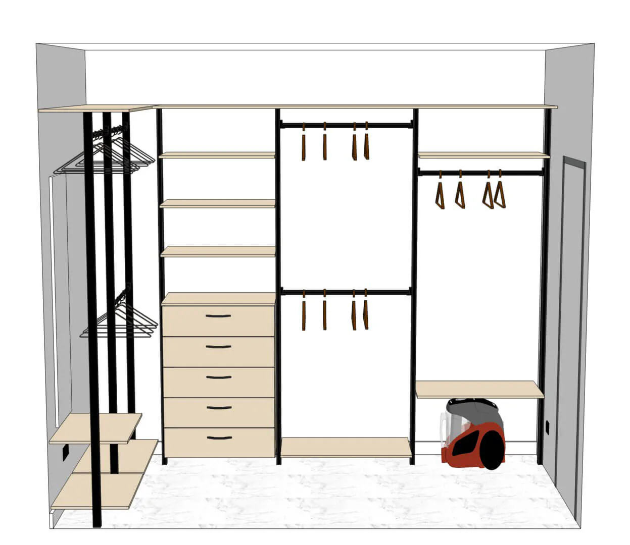 Прихожая Stilos Black с алюминиевыми профилями и индивидуальным дизайном