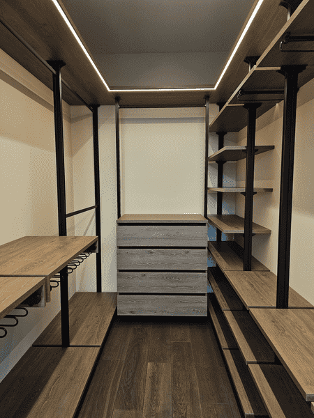 Гардеробная система Гардеробная система с ящиками и подсветкой