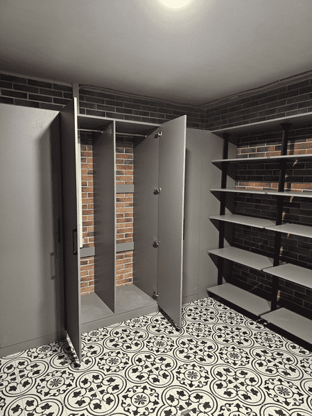 Гардеробная система Гардеробная система с глубокими полками и модульной конструкцией