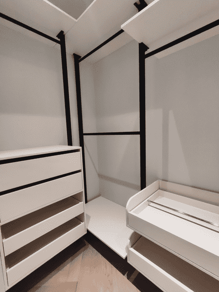 Зона хранения Зона хранения с выдвижными модулями и штангами